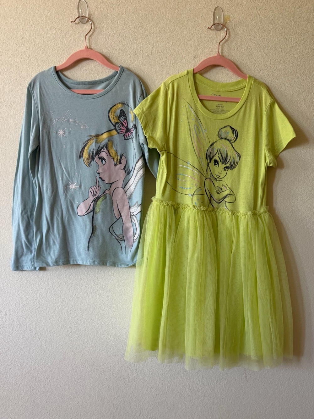GUC Bundle of 2 Disney Tinkerbell Sketch Art Dress and Top girls size large